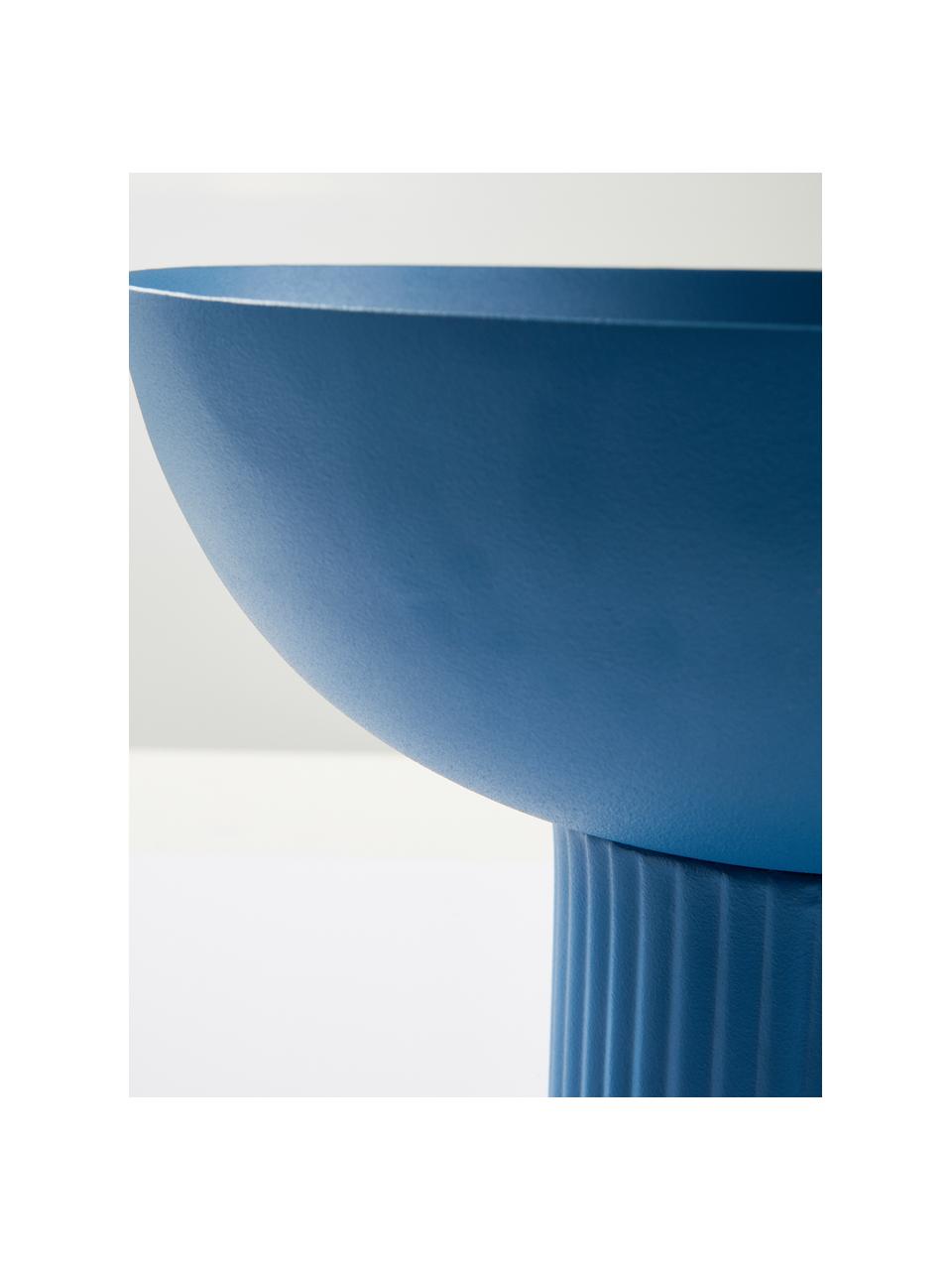 Schaal Nox met gecanneleerde voet, Gepoedergecoat ijzer, Blauw, Ø 26 x H 22 cm