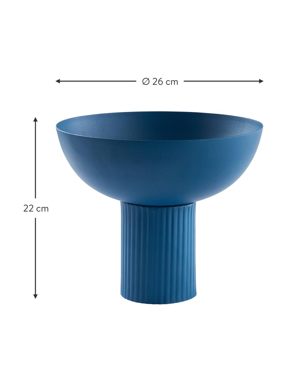 Bol à pied cannelé Nox, Fer, revêtement par poudre, Bleu, Ø 26 x haut. 22 cm
