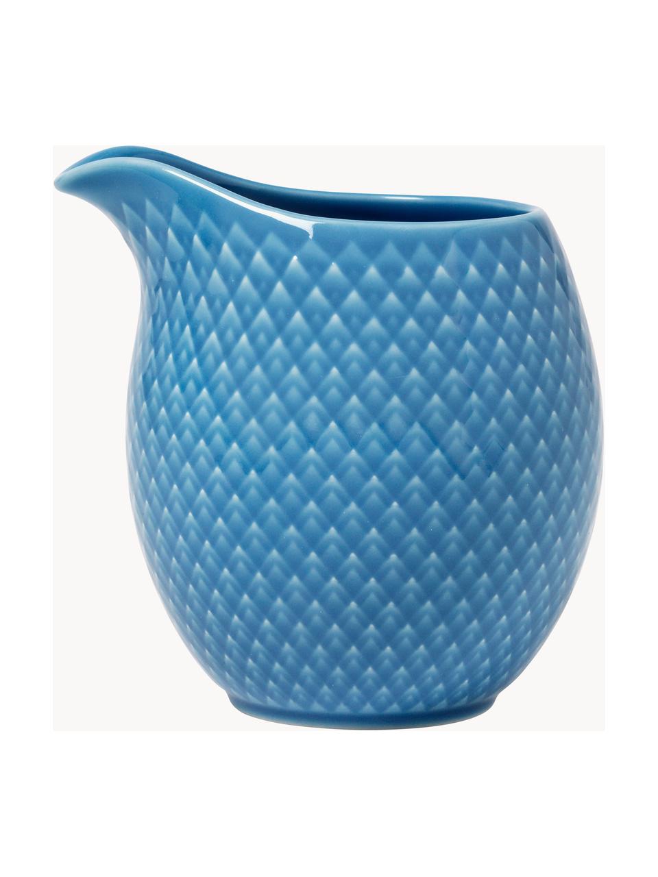 Pot à lait en porcelaine avec motif texturé Rhombe, 390 ml, Porcelaine, Bleu, 390 ml