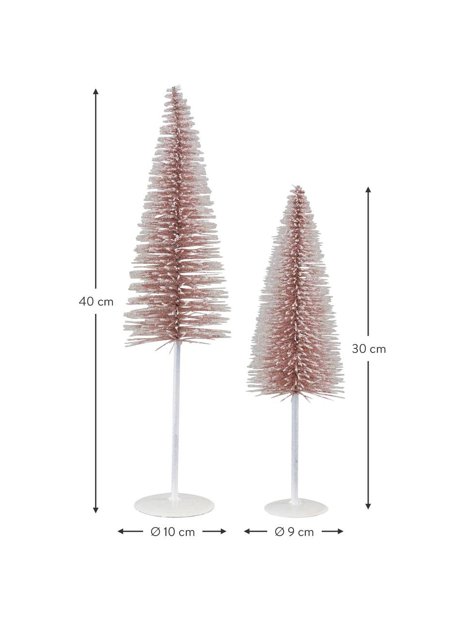 XL Deko-Bäume Grace, 2er-Set, Metall, Kunststoff, Weiß, Rosa, Set mit verschiedenen Größen