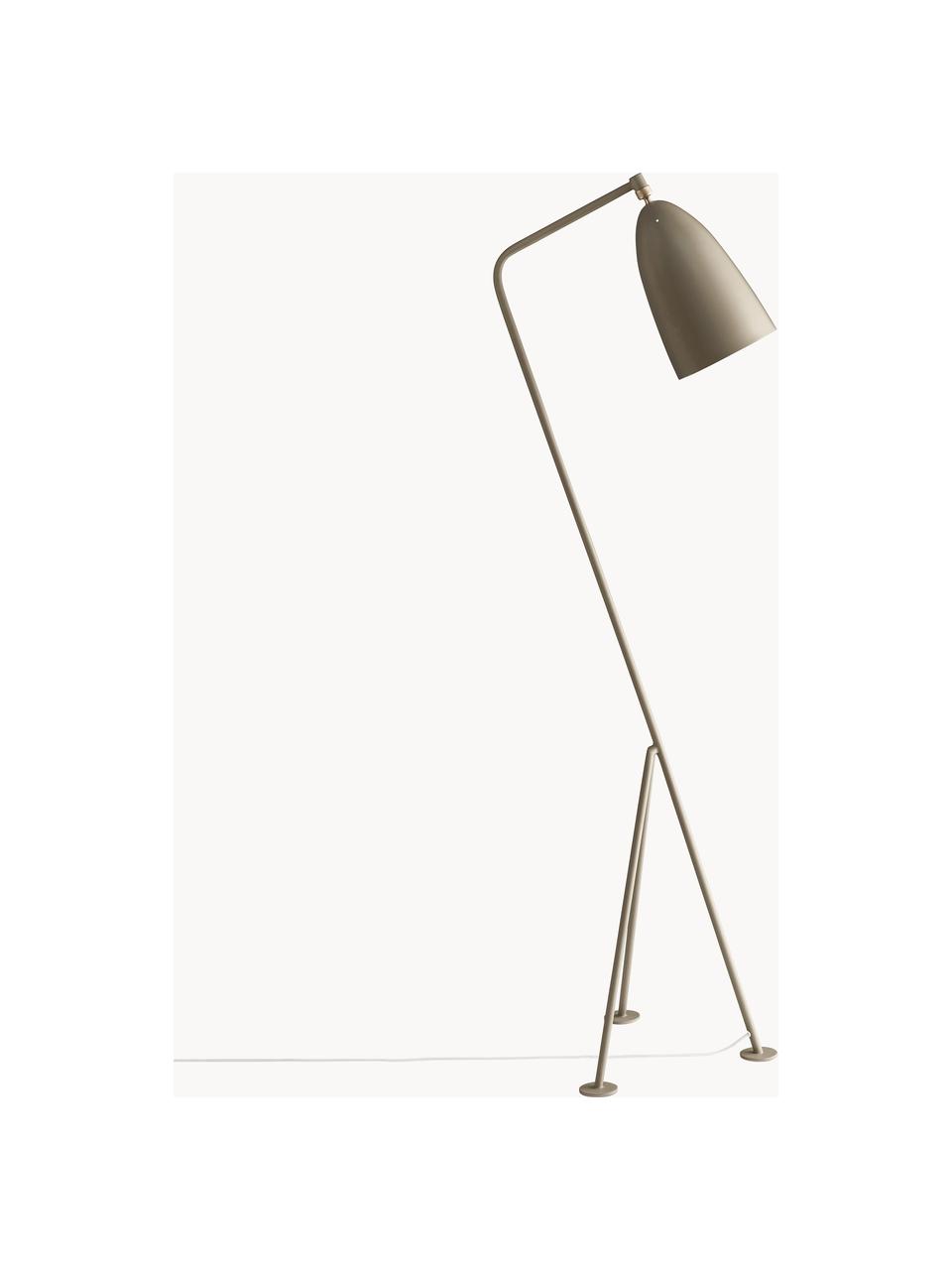 Malá lampa na čítanie Gräshoppa, nastaviteľná, Sivá, mosadzná, V 125 cm