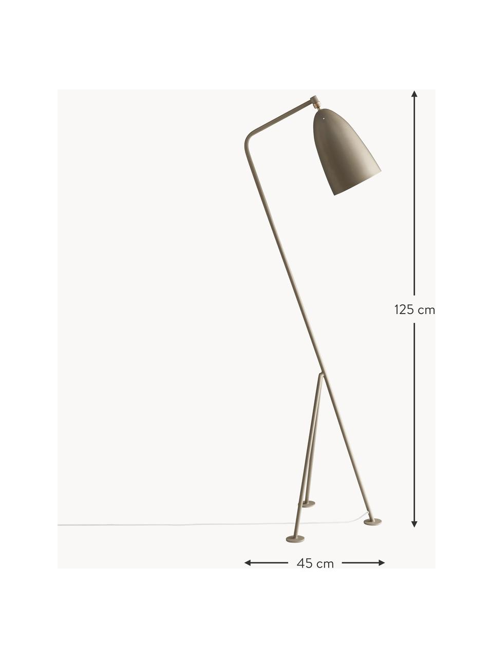 Malá lampa na čítanie Gräshoppa, nastaviteľná, Sivá, mosadzná, V 125 cm