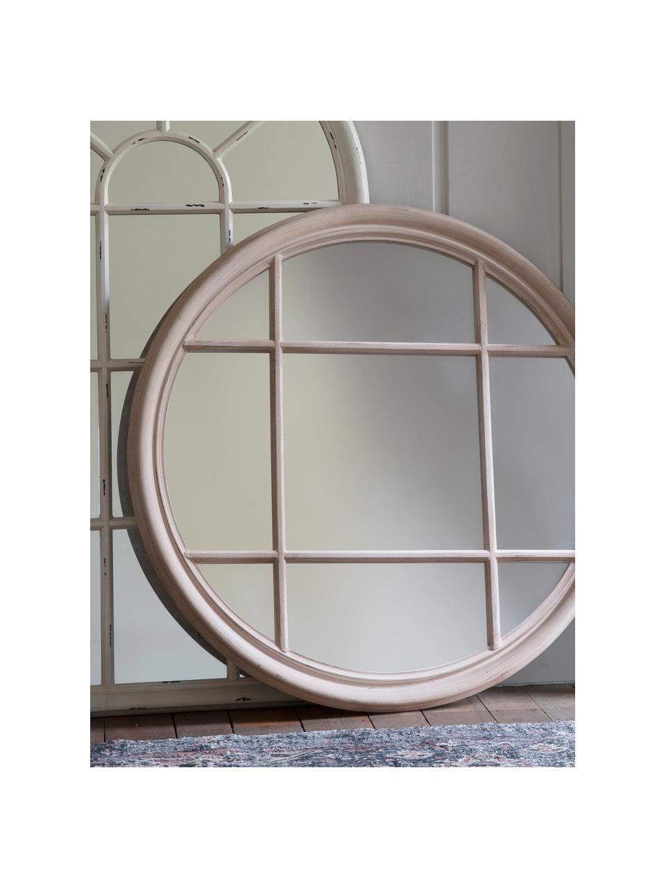 Okrągłe lustro ścienne z drewnianą ramą Eccleston, Beżowy, Ø 100 x G 4 cm