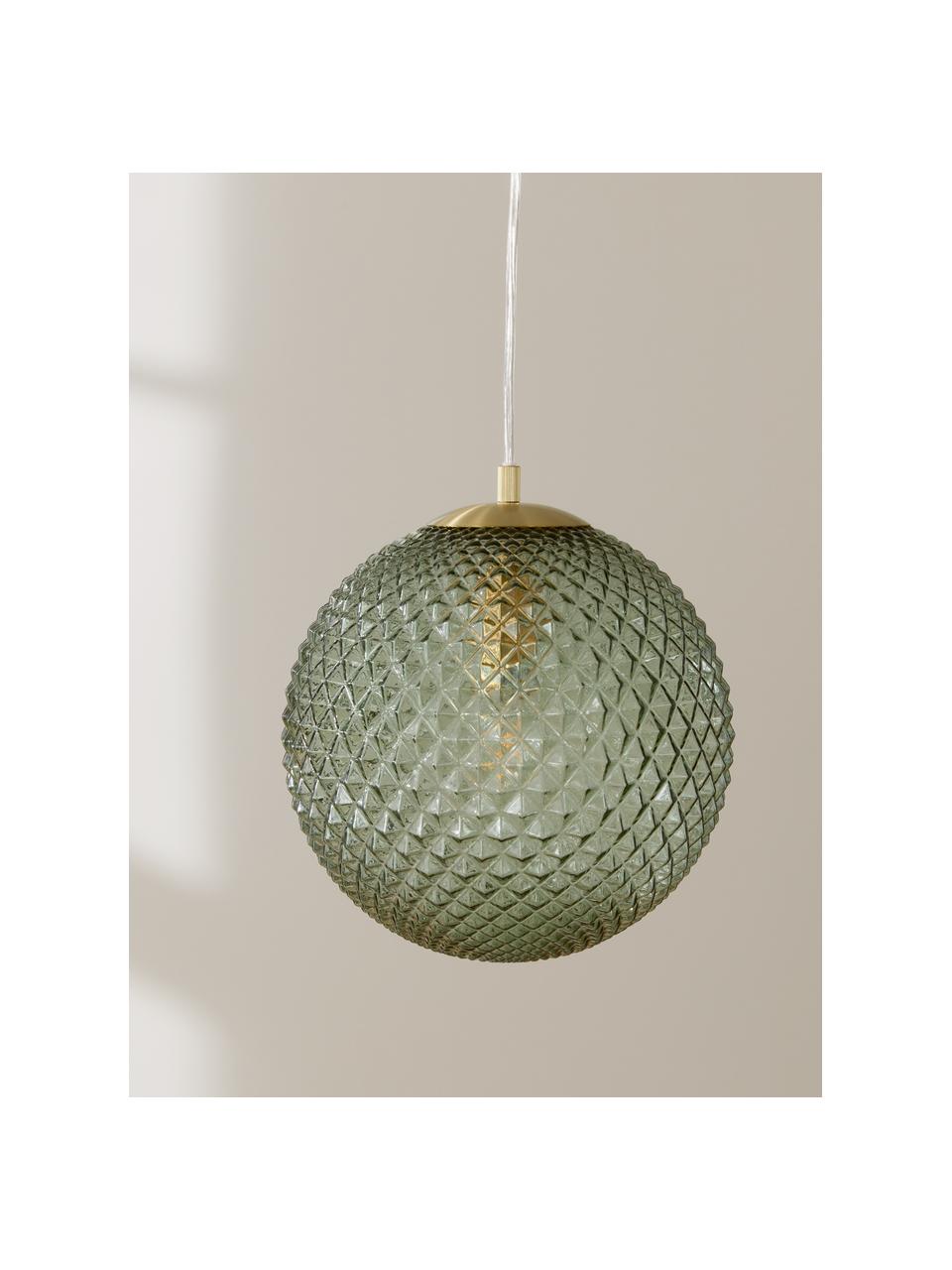Lampada piccola a sospensione in vetro Lorna, Paralume: vetro, Verde e oro, Ø 25 cm