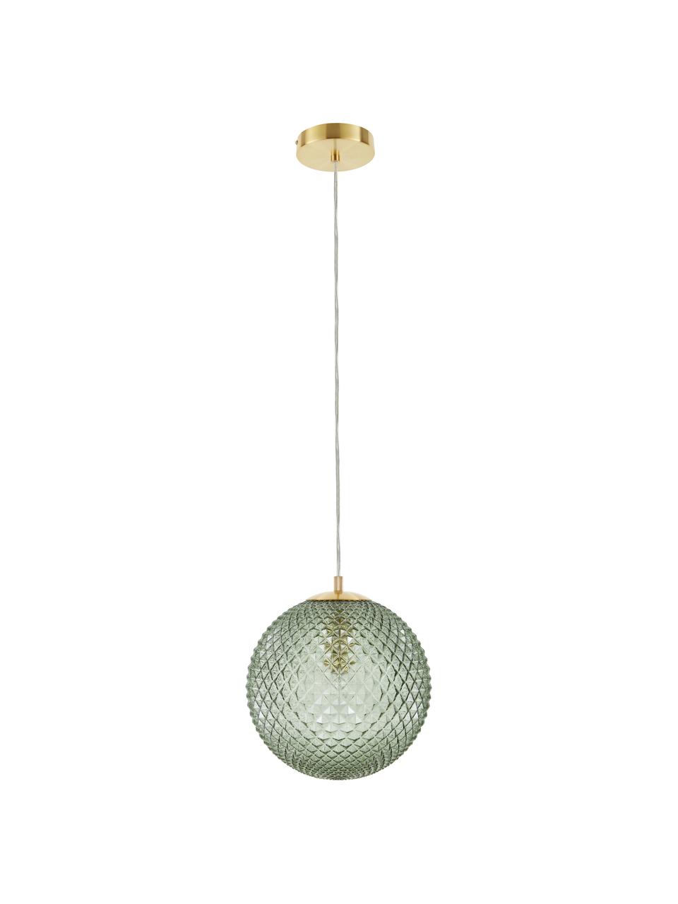 Petite suspension en verre Lorna, Vert, couleur dorée, Ø 25 cm
