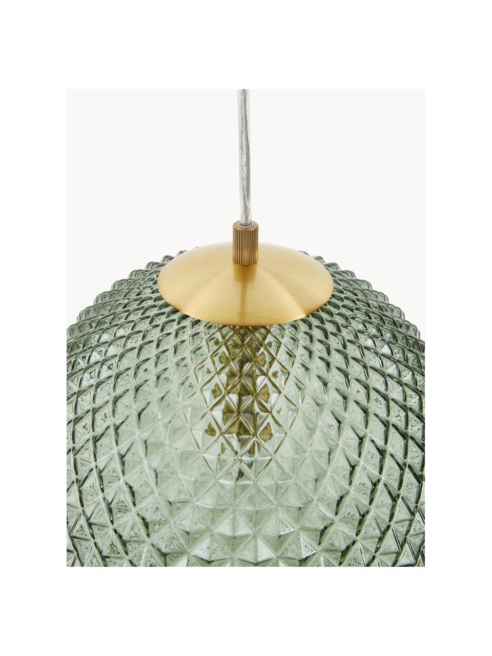 Kleine hanglamp Lorna van glas, Lampenkap: glas, Goudkleurig, donkergroen, Ø 25 cm