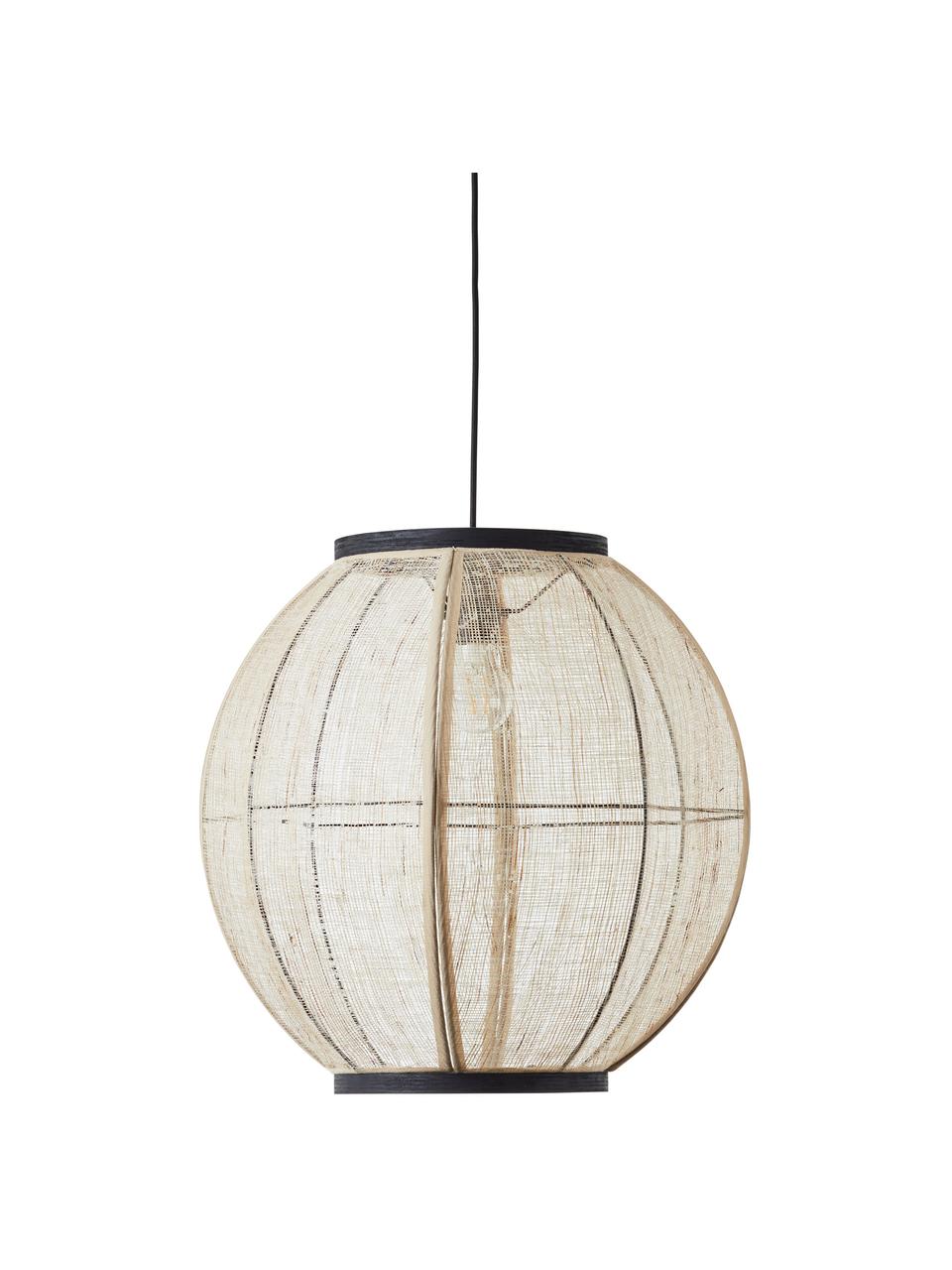Lampa wisząca w stylu boho Tanah, Czarny/drewno naturalne, Ø 47 x W 47 cm
