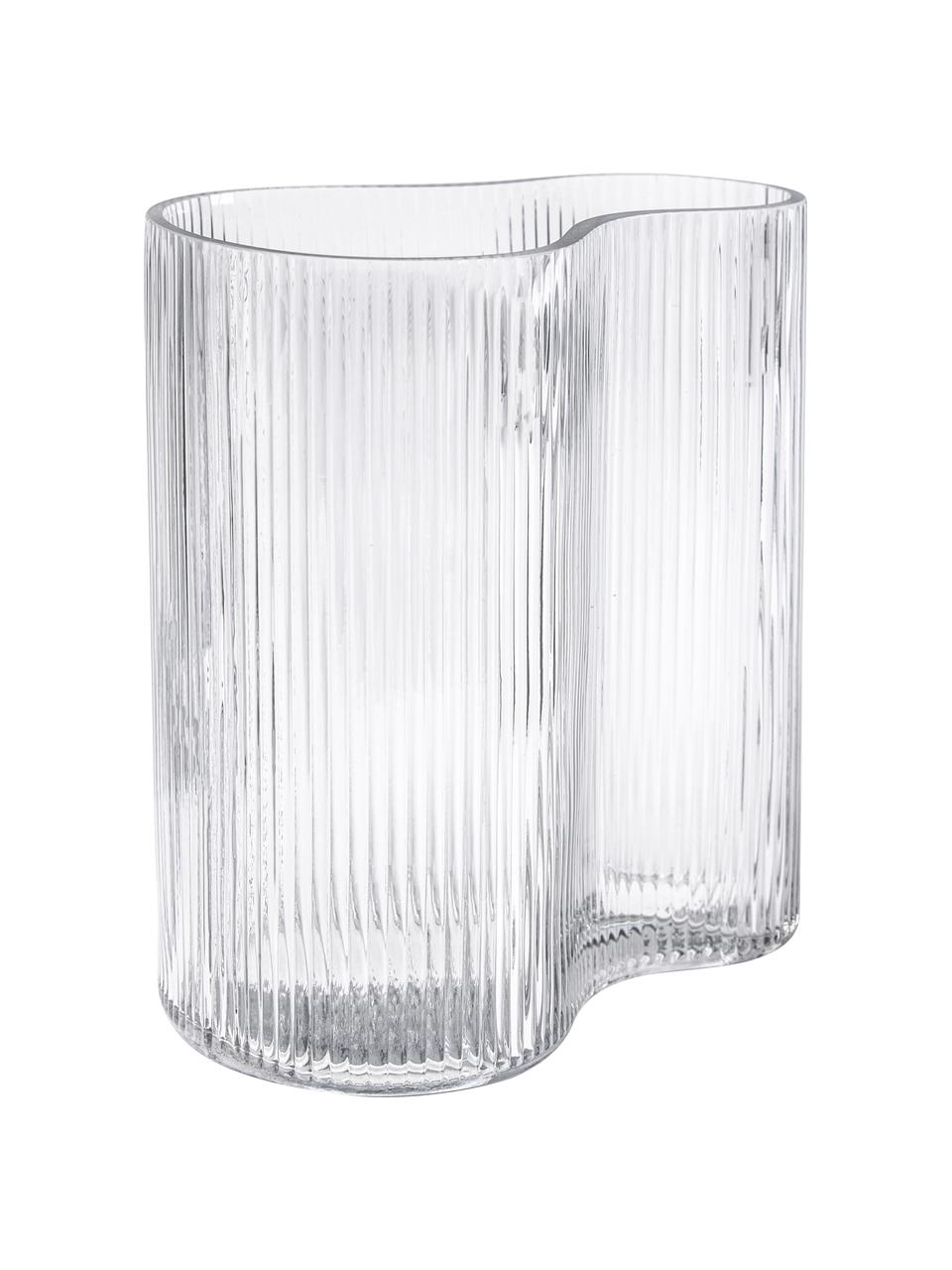 Mondgeblazen glazen vaas Dawn met groefreliëf, Glas, Transparant, B 19 cm x H 20 cm
