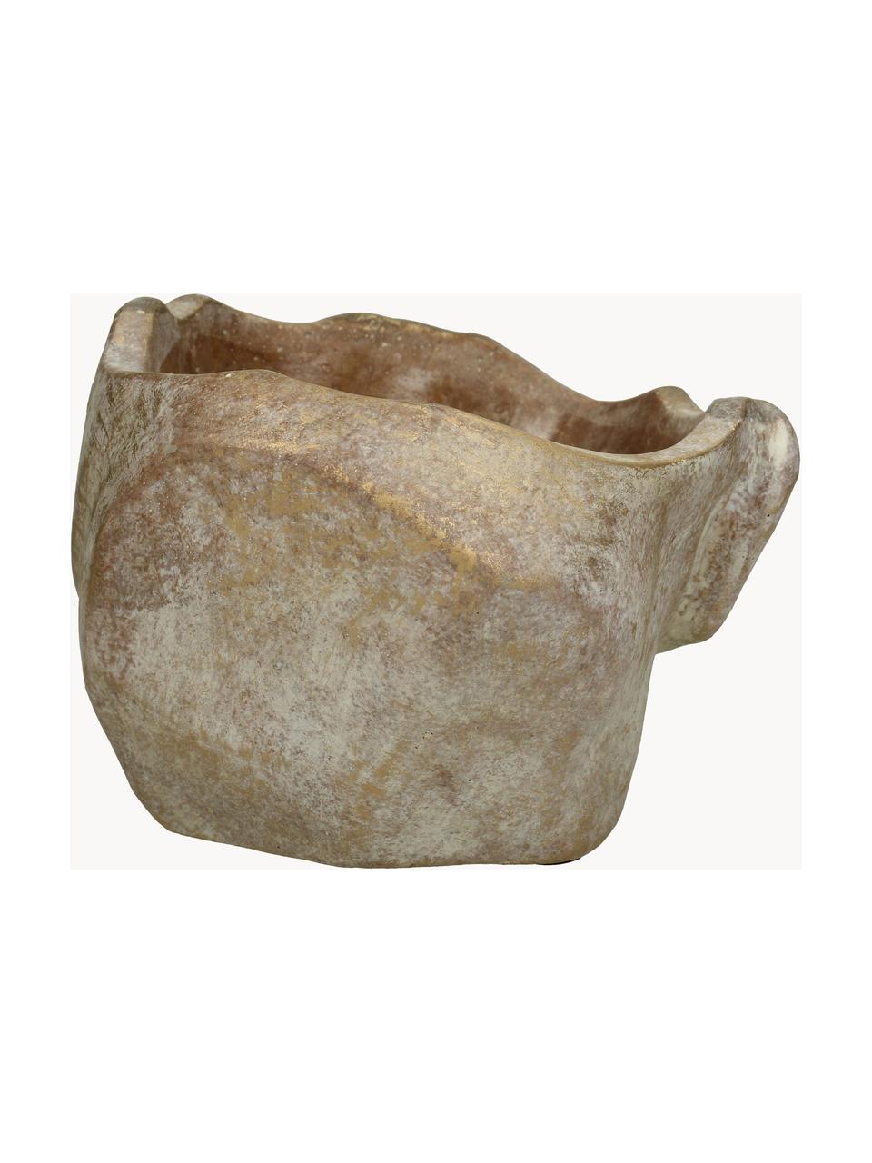 Betonnen plantenpot Face met antieke afwerking, Beton, Goudkleurig met antieke afwerking, B 17 x H 12 cm