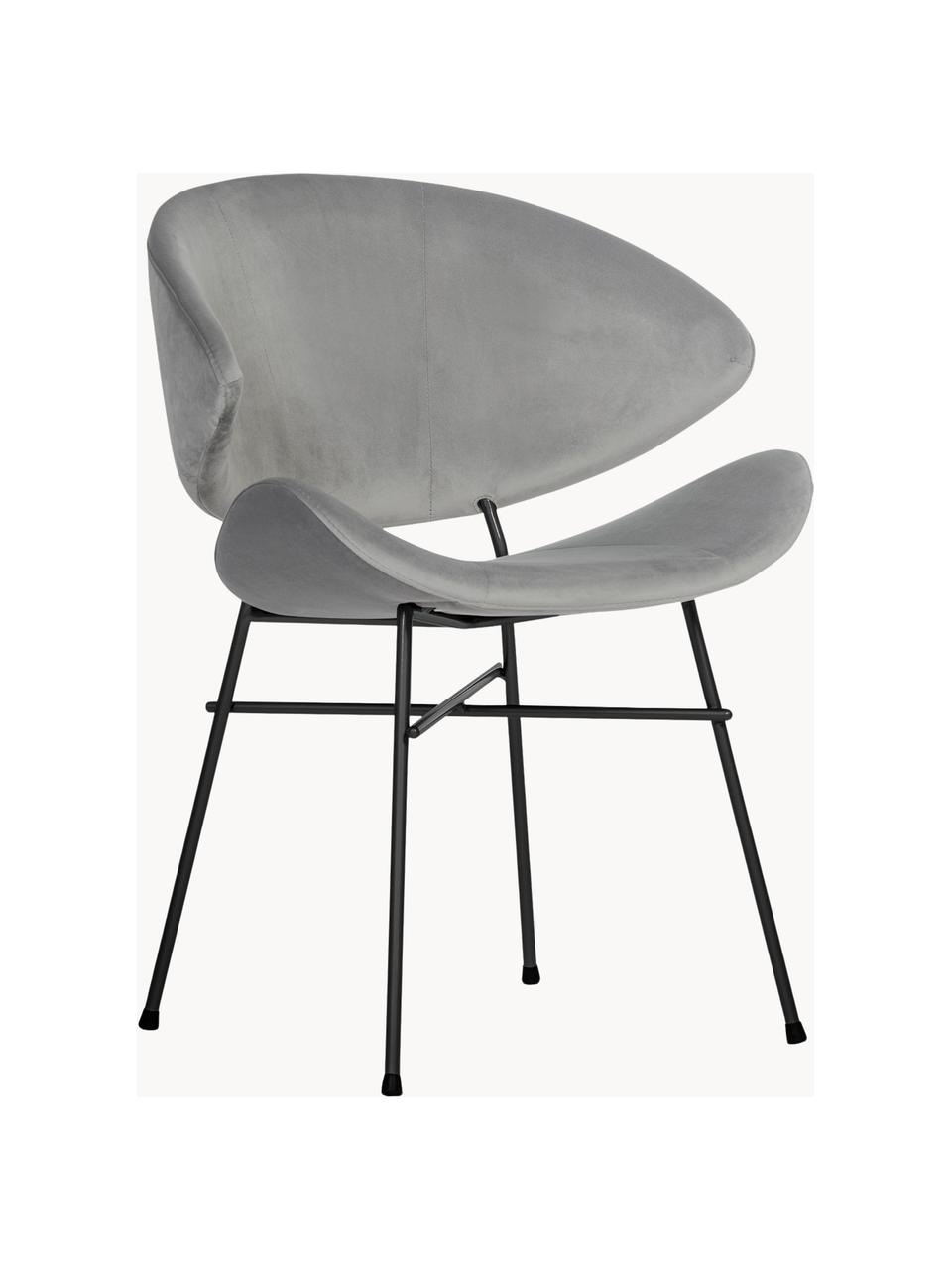 Silla tapizada en terciopelo Cheri, tapizado hidrófugo, Tapizado: 100% poliéster (tercipelo, Asiento: tablero de madera contrac, Estructura: acero con pintura en polv, Terciopelo gris claro, negro, An 57 x F 55 cm