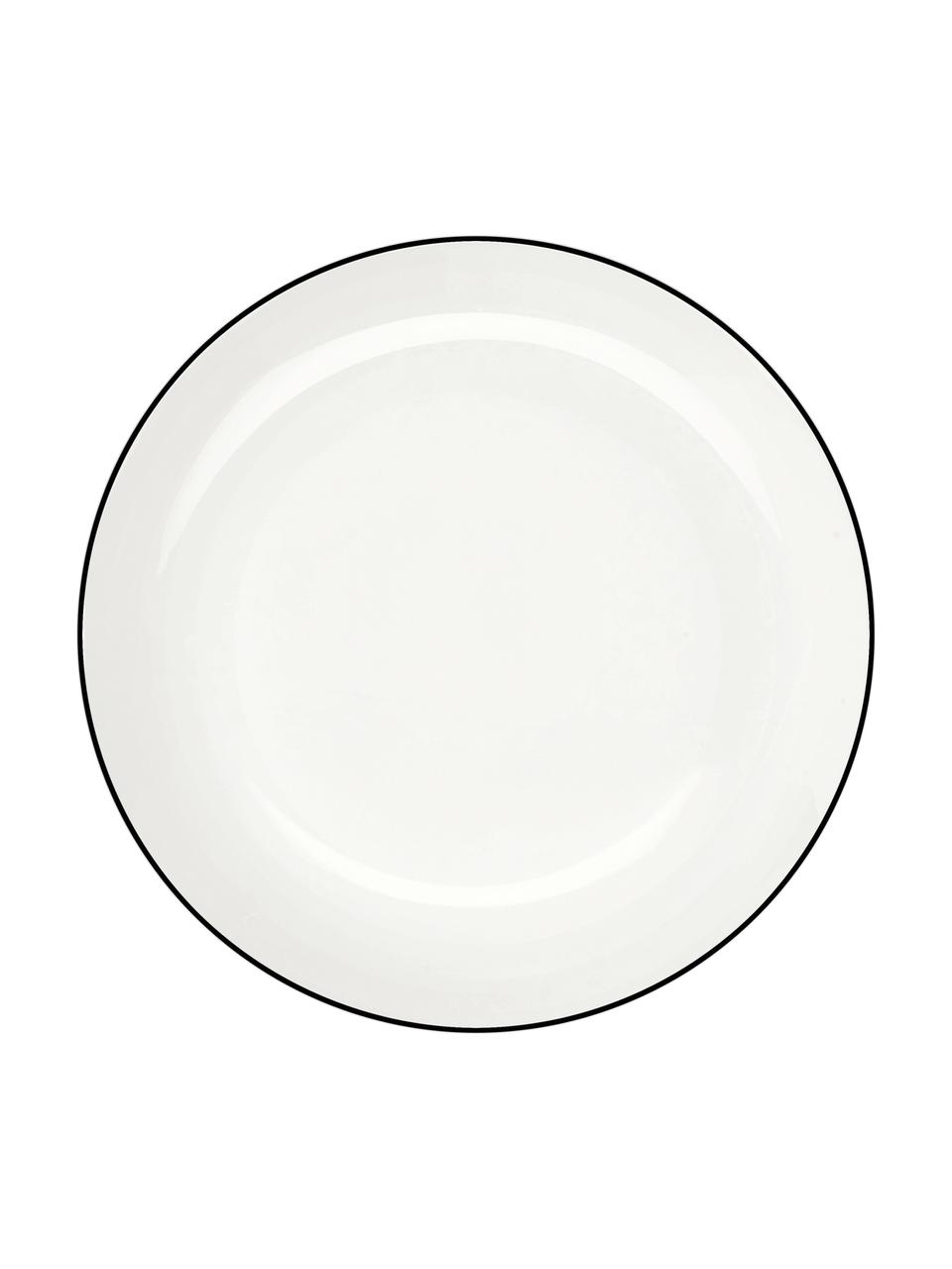 Assiette creuse porcelaine à table ligne noire, 4 pièces, Blanc Bord : noir