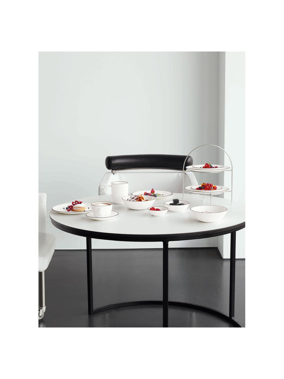 Assiette creuse porcelaine à table ligne noire, 4 pièces, Blanc Bord : noir