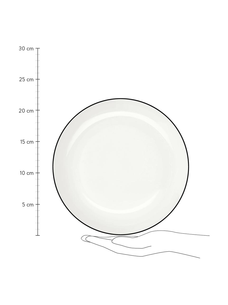 Assiette creuse porcelaine à table ligne noire, 4 pièces, Blanc Bord : noir