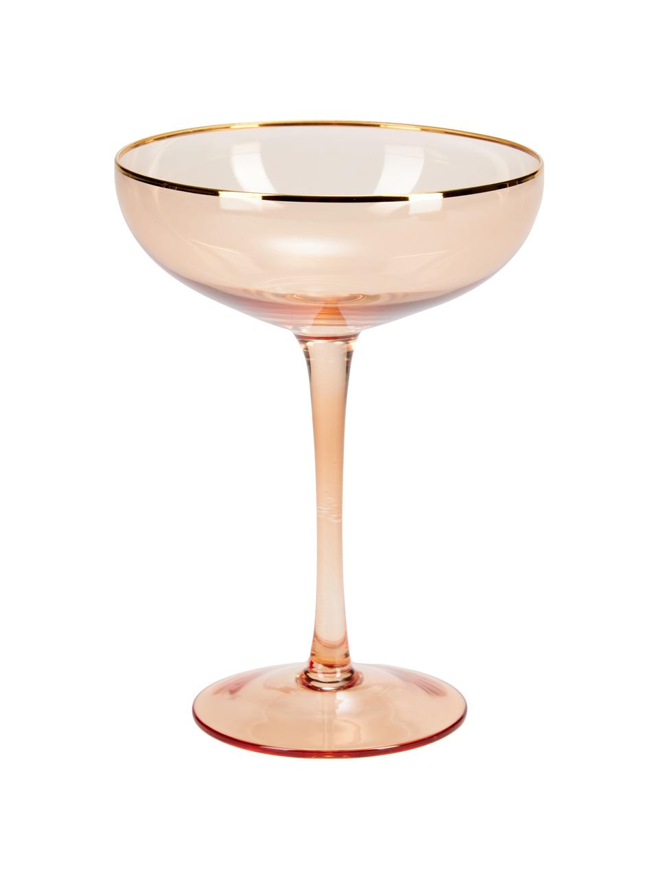 Kieliszek do szampana Goldie, 6 szt., Szkło, Blady różowy, złoty, Ø 12 x W 17 cm, 250 ml