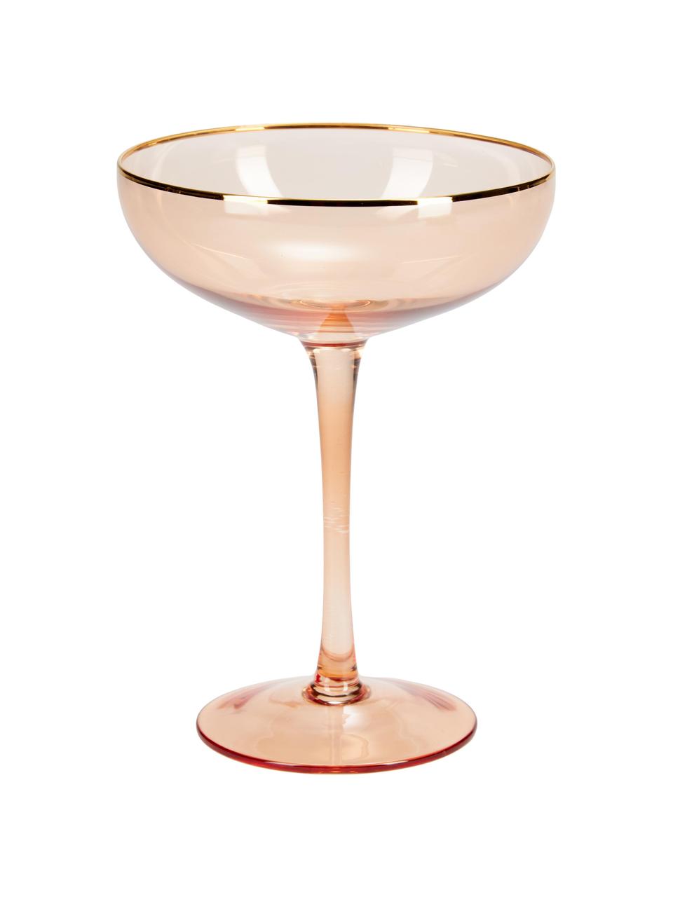 Kieliszek do szampana Goldie, 6 szt., Szkło, Blady różowy, odcienie złotego, Ø 12 x W 17 cm, 250 ml