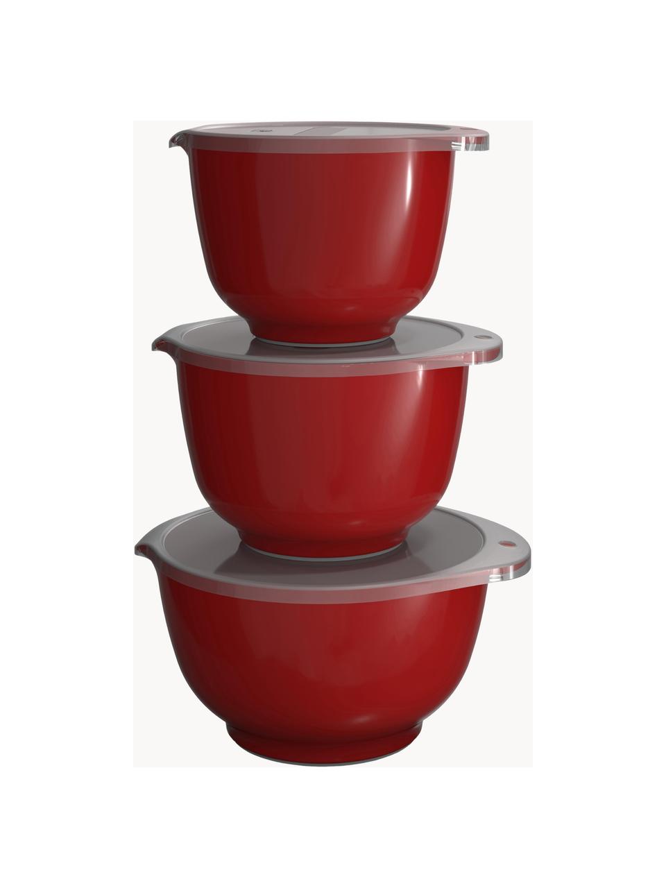 Schalenset Margrethe met deksel, 3-delig, Melamine, Rood, Set met verschillende groottes