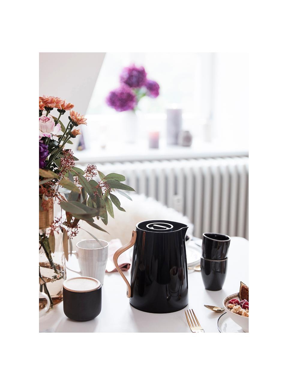 Mug avec couvercle/sous-verre Theo, Noir, Ø 9 cm x haut. 9 cm, 200 ml