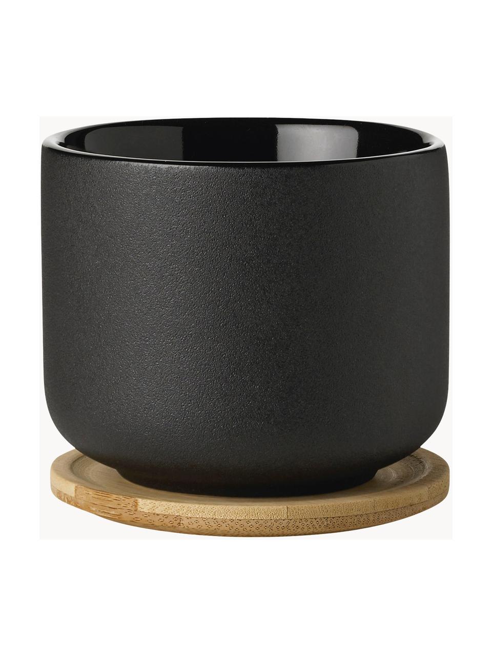Mug avec couvercle/sous-verre Theo, Noir, Ø 9 x haut. 9 cm, 200 ml