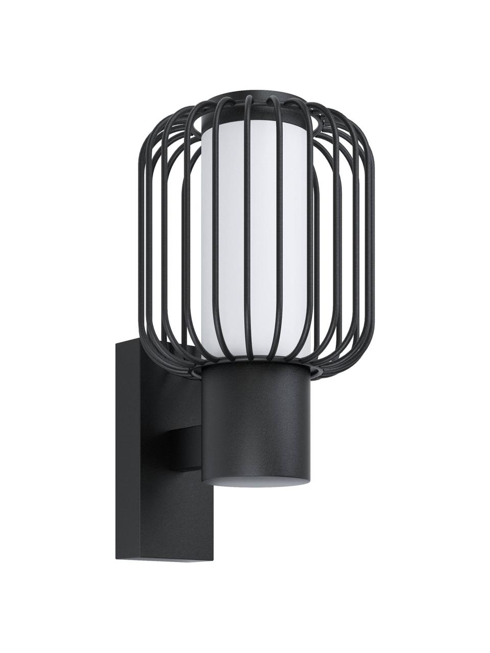 Outdoor wandlamp Ravello, Verzinkt staal, kunststof, Zwart, 17 x 28 cm