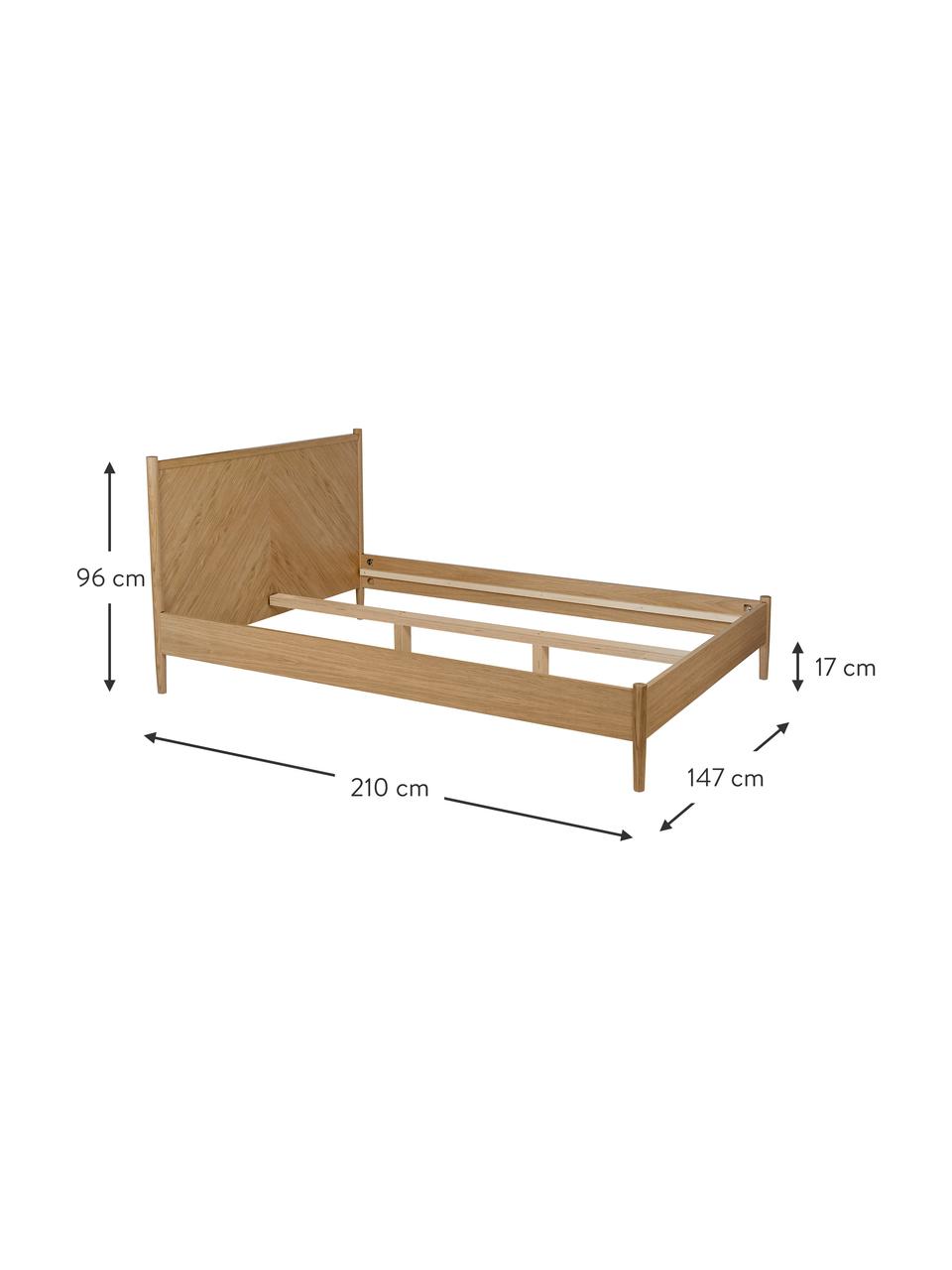 Holzbett Farsta mit Kopfteil, Gestell: Eichenholzfurnier, Füße: Eichenholz, Holz, B 140 x L 200 cm