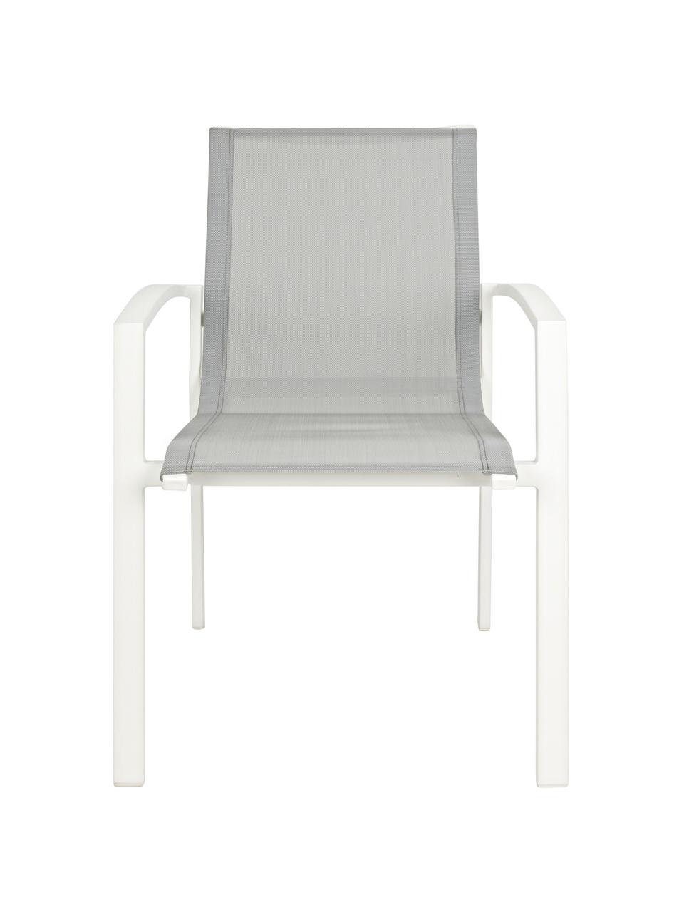 Chaise de jardin à accoudoirs, empilable Atlantic, Blanc, gris clair, larg. 60 x prof. 66 cm