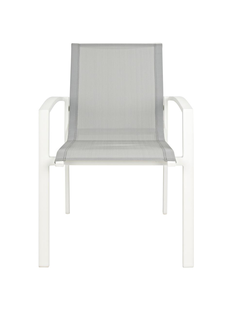 Sedia da giardino Atlantic, Struttura: alluminio verniciato a po, Seduta: textilene, Bianco, grigio chiaro, Larg. 60 x Prof. 66 cm