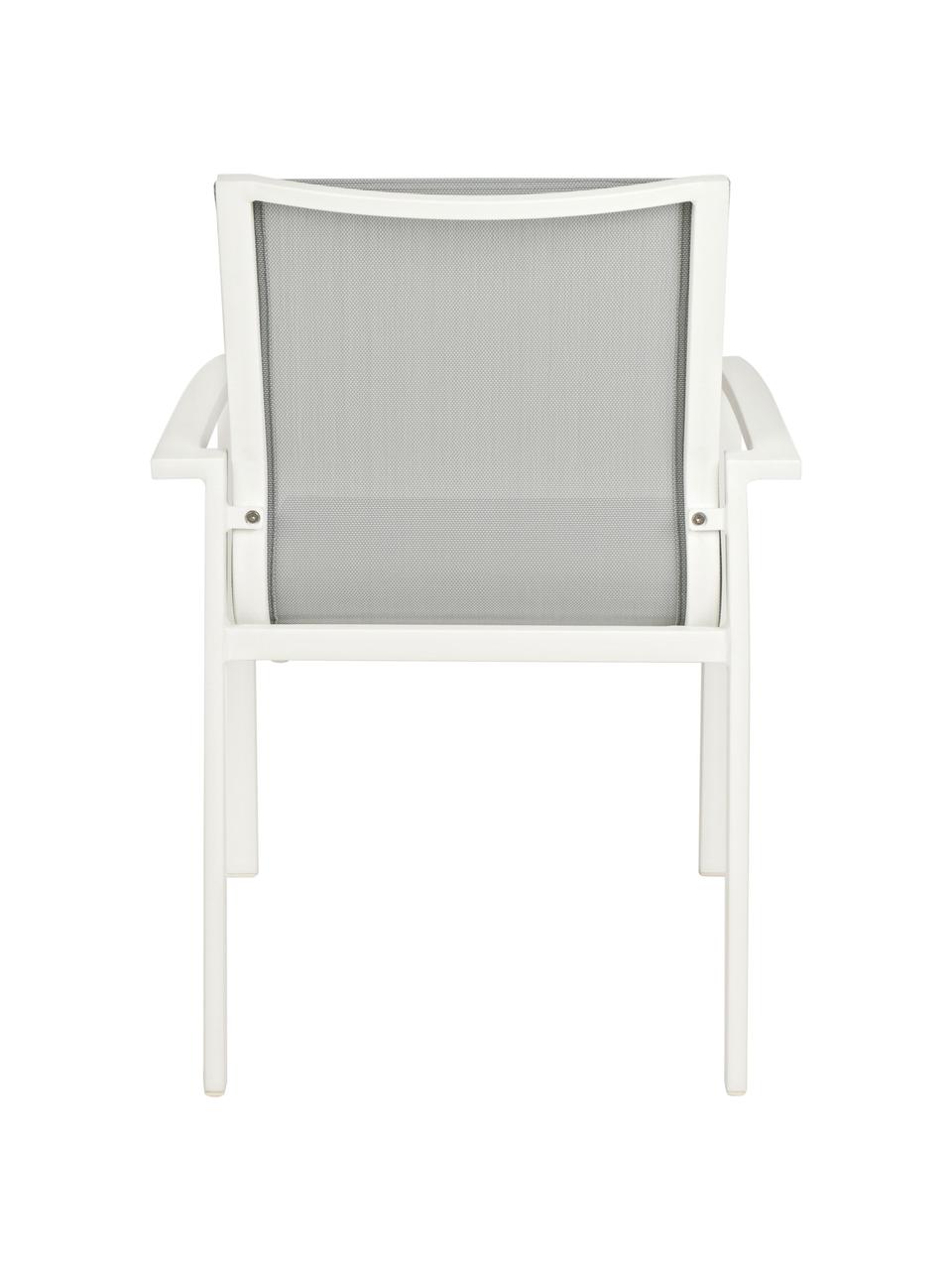 Sedia da giardino Atlantic, Struttura: alluminio verniciato a po, Seduta: textilene, Bianco, grigio chiaro, Larg. 60 x Prof. 66 cm