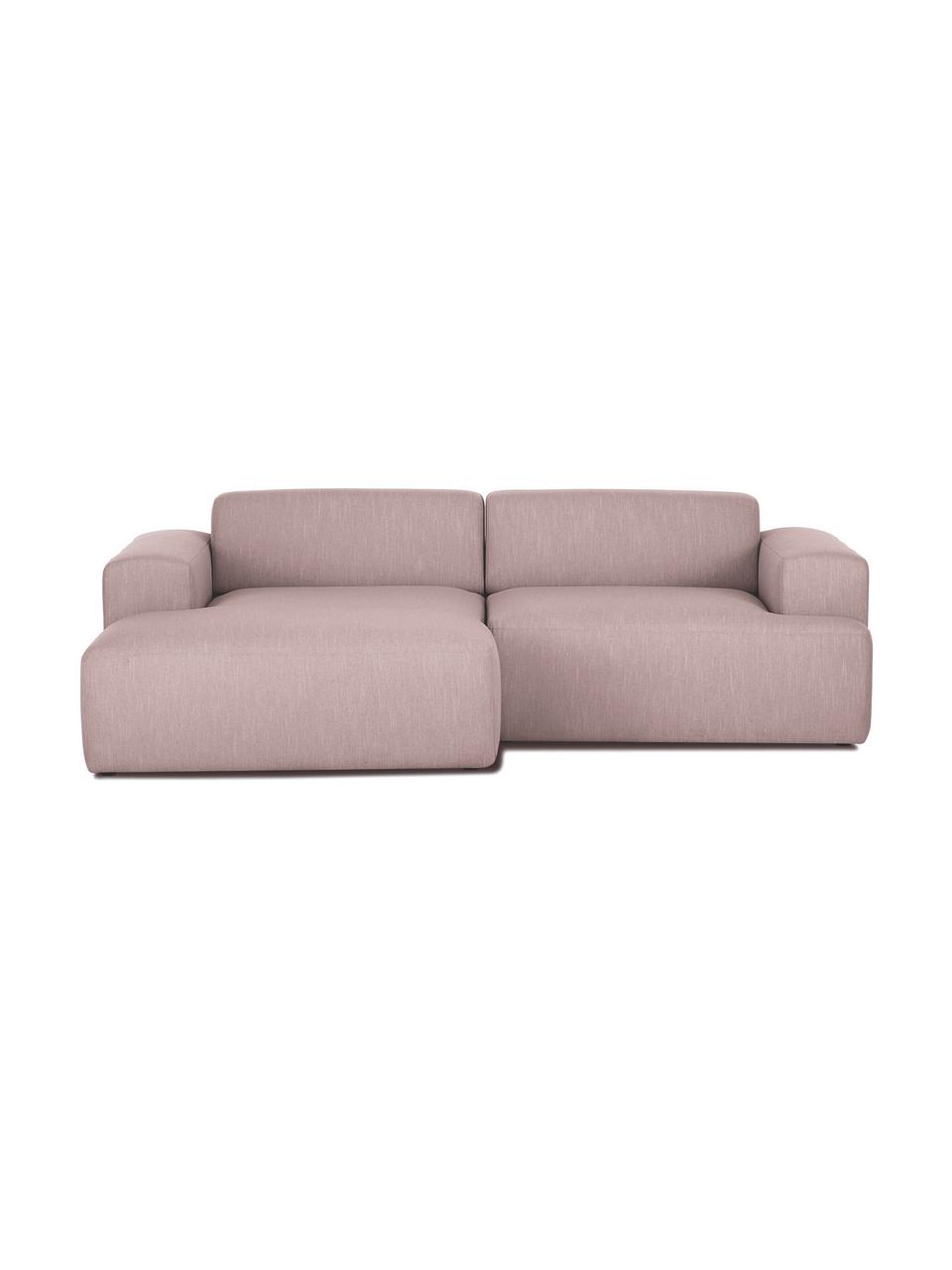 Ecksofa Melva (3-Sitzer) in Rosa, Bezug: Polyester Der hochwertige, Gestell: Massives Kiefernholz, Spa, Webstoff Rosa, B 240 x T 144 cm