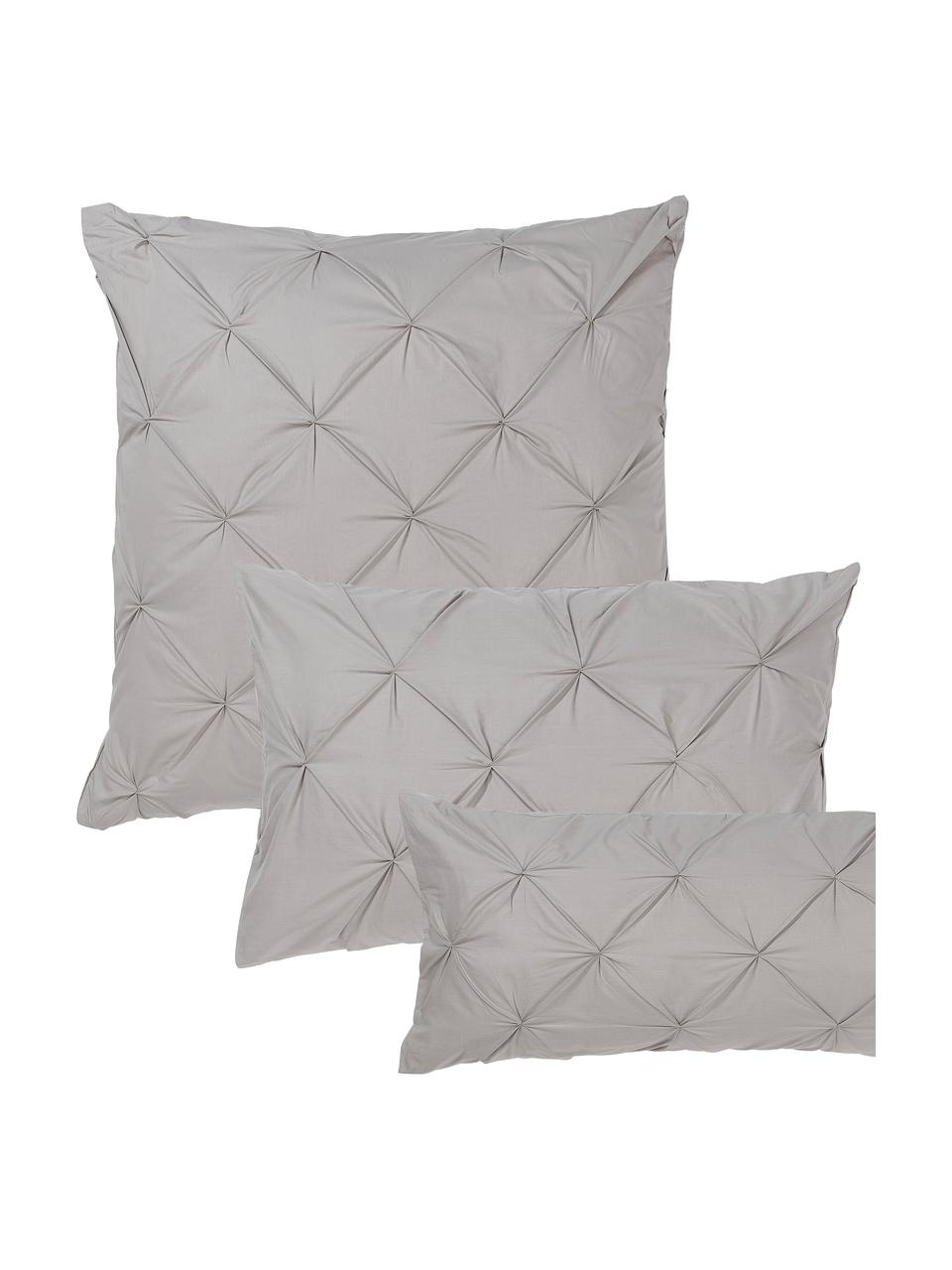 Baumwollperkal-Kopfkissenbezug Brody mit Steppmuster in Origami-Optik, Webart: Perkal Fadendichte 200 TC, Grau, B 40 x L 80 cm