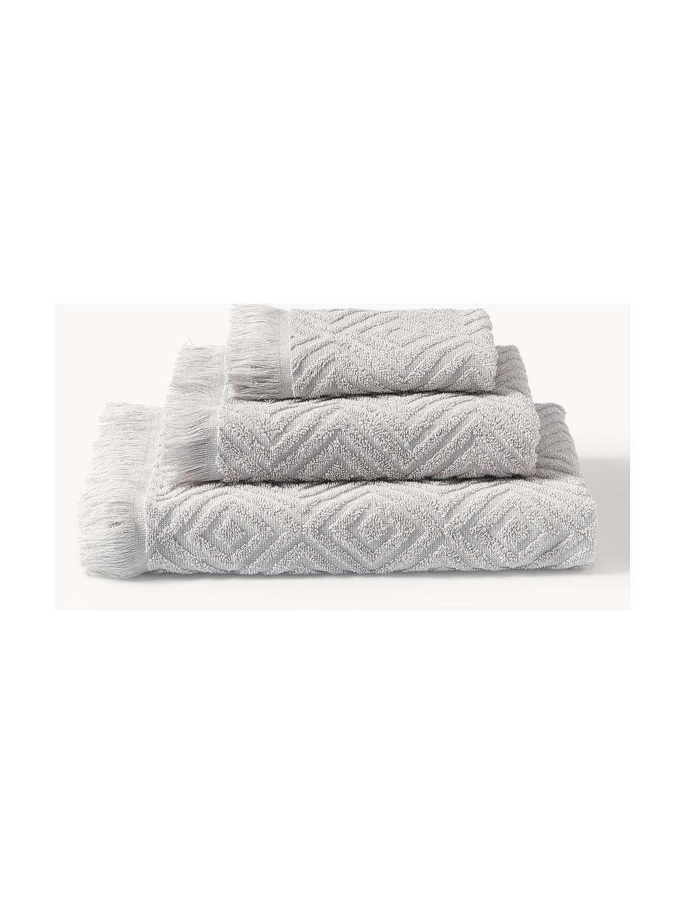 Lot de serviettes de bain texturées Jacqui, tailles variées, Gris clair, 4 éléments (2 serviettes de toilette et 2 draps de bain)