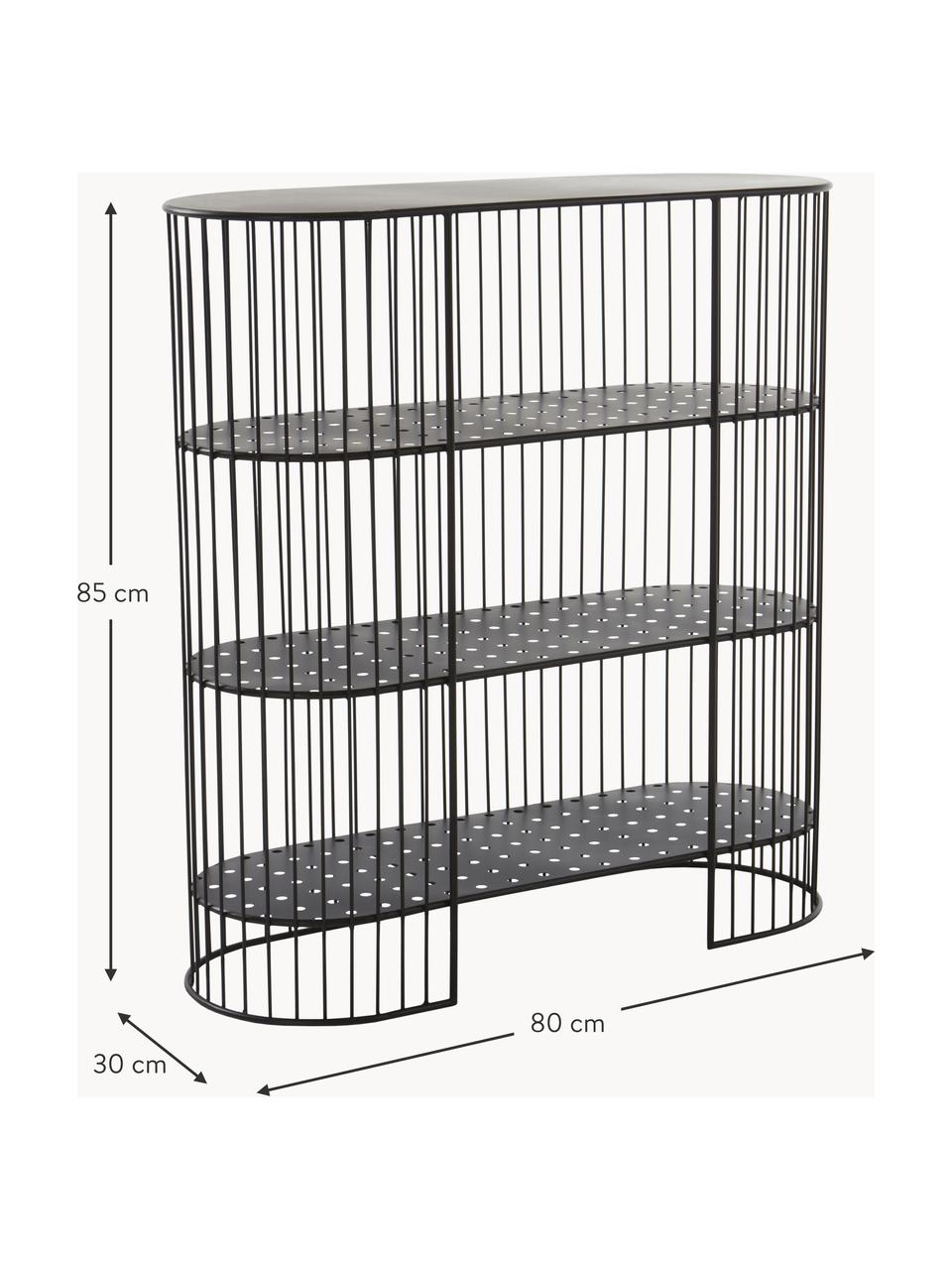 Schoenenkast London, Gepoedercoat ijzer, Zwart, B 80 x H 85 cm