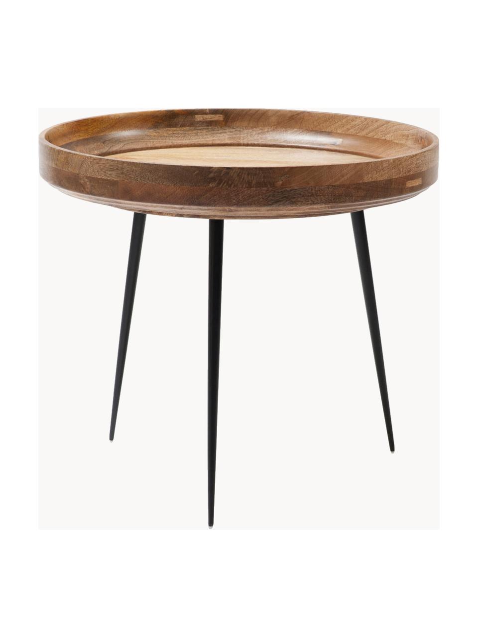 Mesa auxiliar Bowl Table, tablero de madera de mango, Tablero: madera de mango, lacada t, Patas: acero, pintura en polvo, Madera de mango, negro, Ø 53 x Al 46 cm