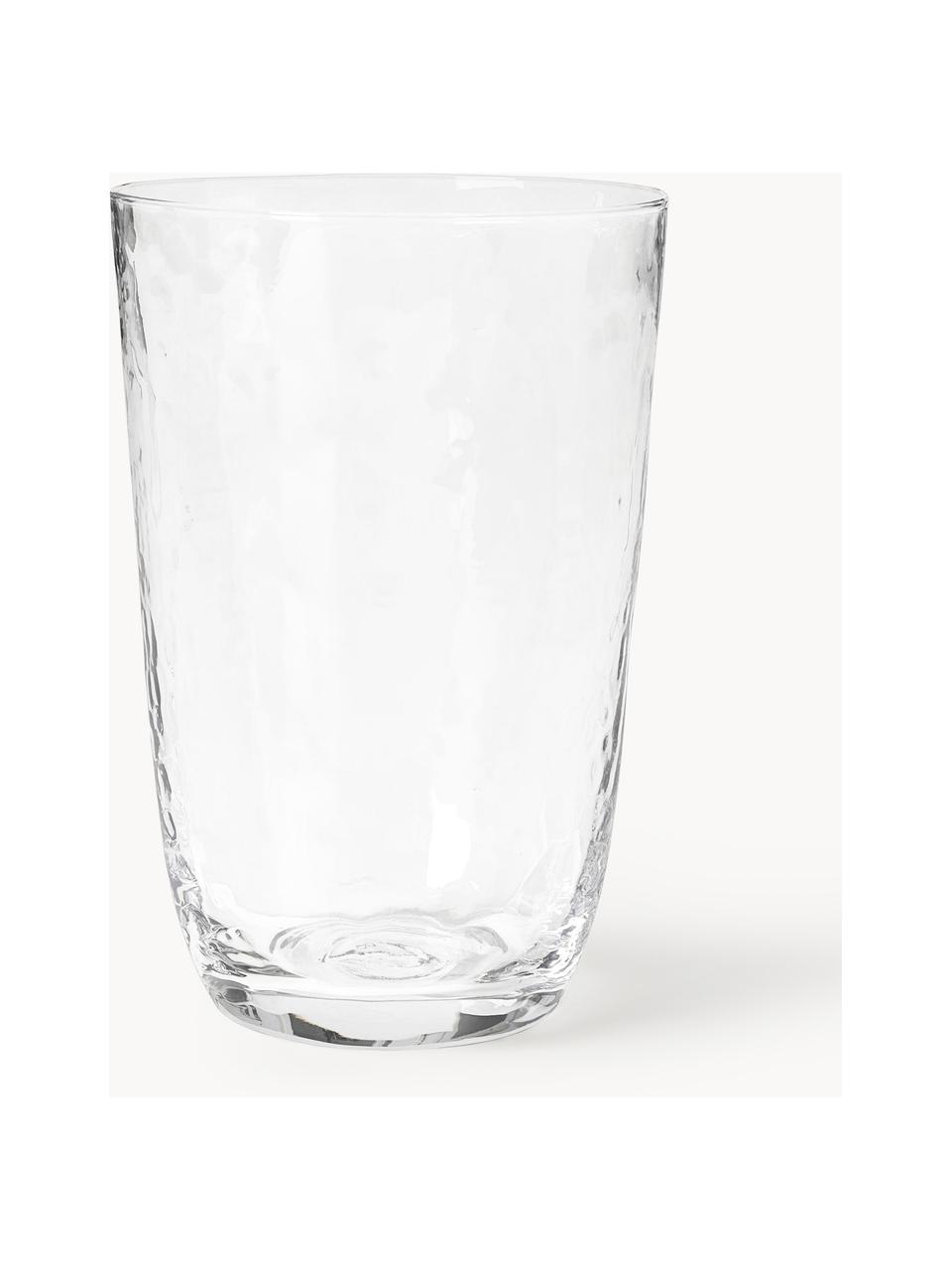 Szklanka ze szkła dmuchanego  Hammered, 4 szt., Szkło dmuchane, Transparentny, Ø 9 x W 14 cm, 400 ml