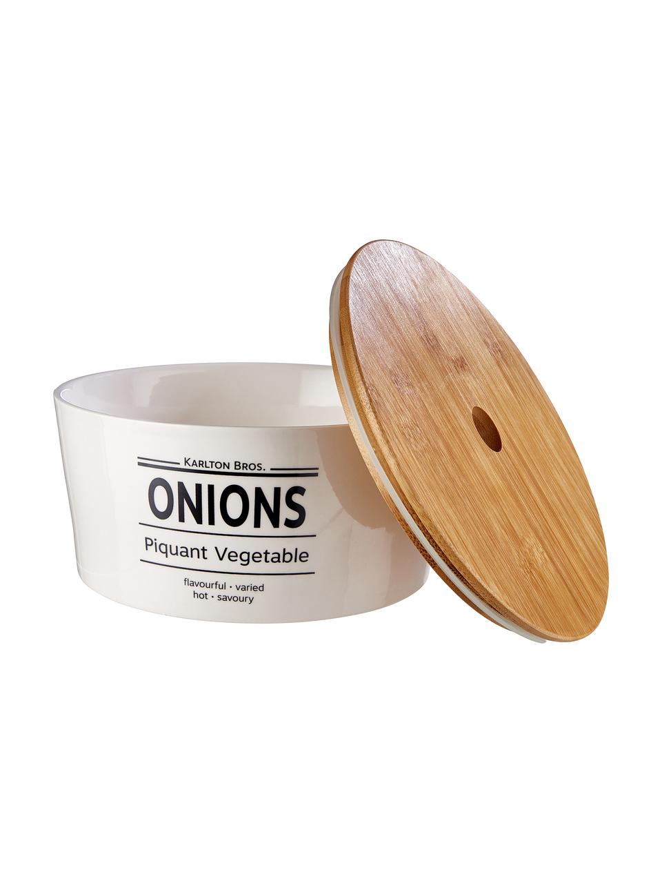 Contenitore cipolle Karlton Bros, Porcellana, Bianco, nero, marrone, Ø 22 x Alt. 11 cm, 2,4 L