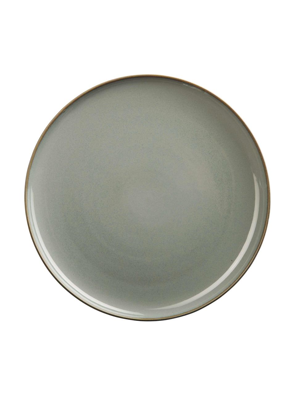 Assiettes plates Saisons Eucalyptus, 6 pièces, Grès cérame, Vert, Ø 27 cm, haut. 2 cm