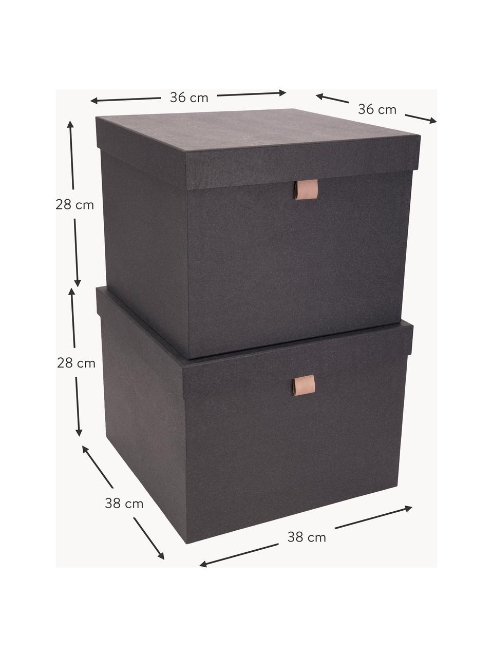 Cajas Tristan, 2 pzas., Caja: cartón laminado rígido, Gris antracita, Set de diferentes tamaños