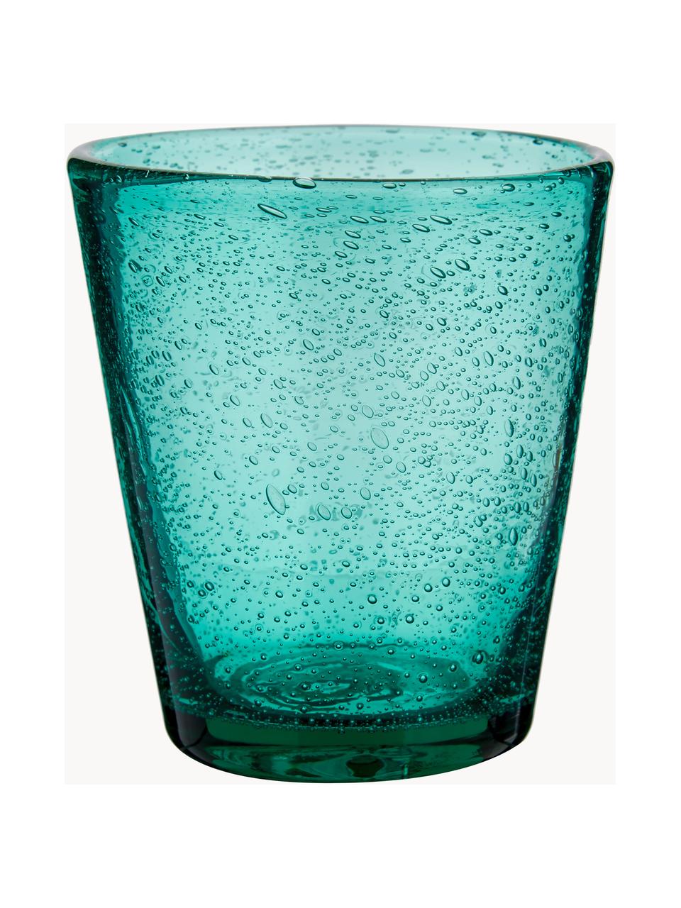 Mundgeblasene Wassergläser Cancun mit Luftbläschen, 6er-Set, Glas, Blau-, Türkis- und Grautöne, transparent, Ø 9 x H 10 cm, 330 ml