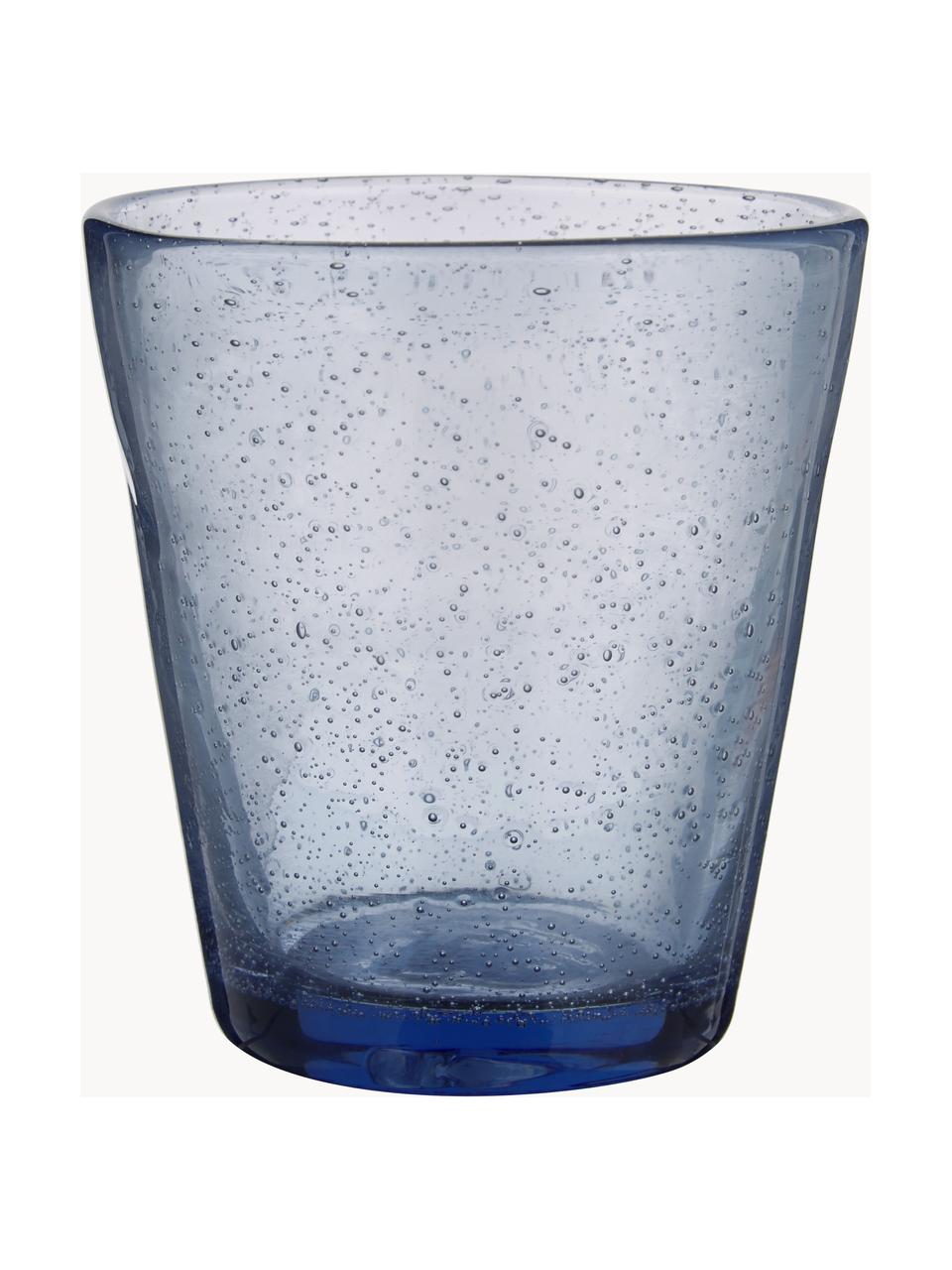 Mundgeblasene Wassergläser Cancun mit Luftbläschen, 6er-Set, Glas, Blau-, Türkis- und Grautöne, transparent, Ø 9 x H 10 cm, 330 ml