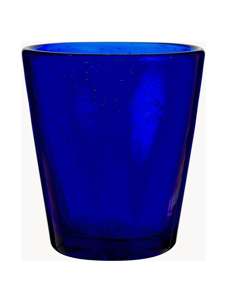 Mundgeblasene Wassergläser Cancun mit Luftbläschen, 6er-Set, Glas, Blau-, Türkis- und Grautöne, transparent, Ø 9 x H 10 cm, 330 ml