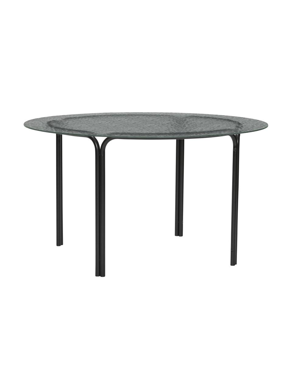 Ronde metalen salontafel Orbit met glazen tafelblad in zwart, Tafelblad: glas, Frame: gepoedercoat metaal, Zwart, Ø 80 x H 45 cm