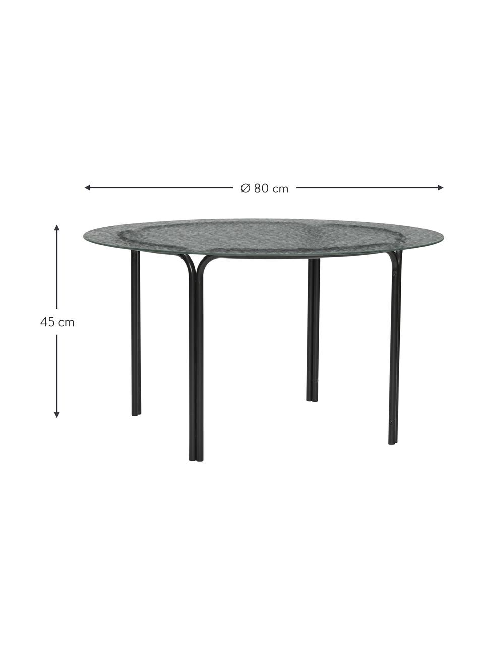 Okrúhly kovový konferenčný stolík so sklenenou doskou Orbit, Čierna, Ø 80 x V 45 cm