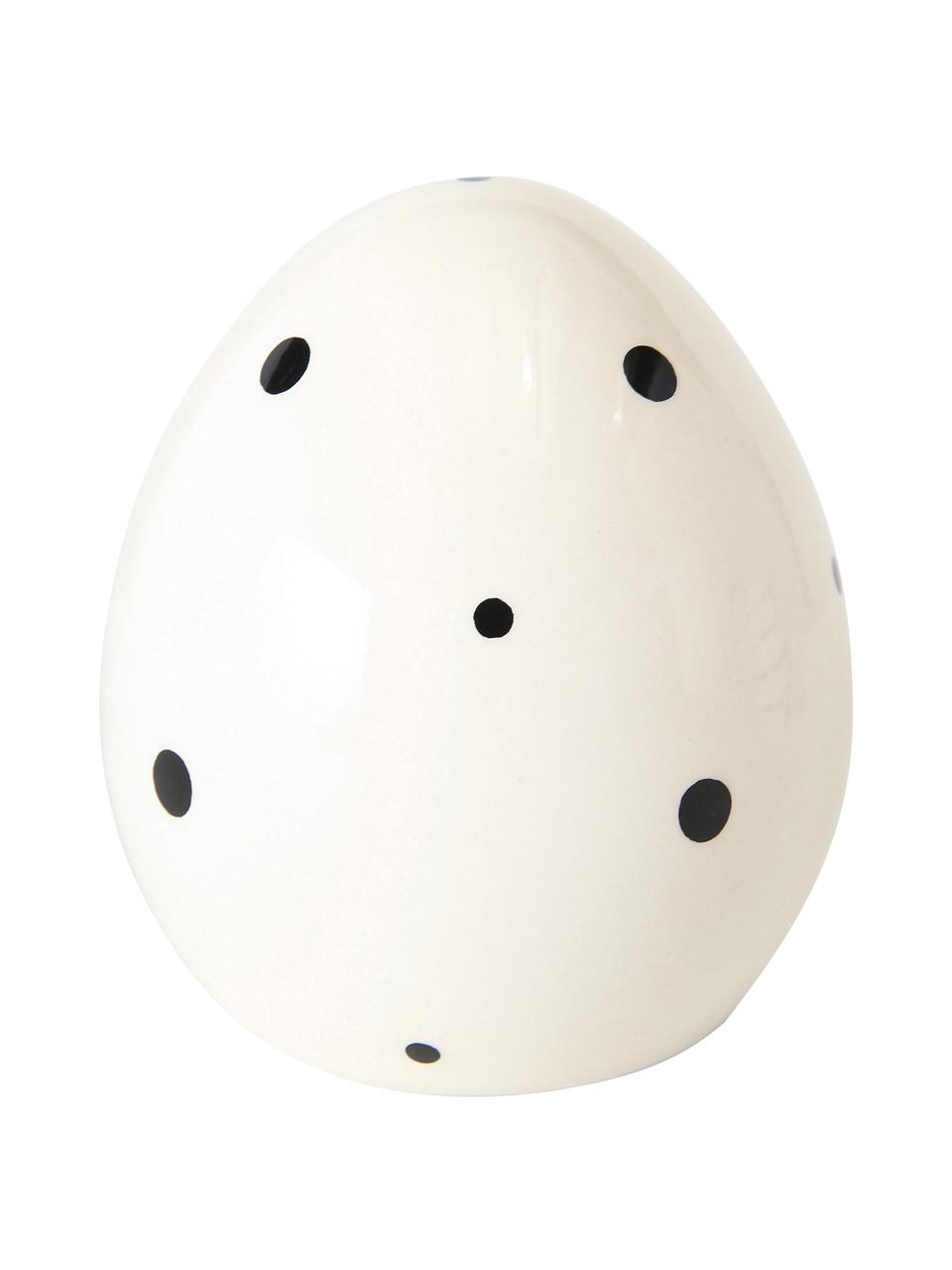 Objet déco œuf de Pâques Finn, 2 élém., Grès cérame, Blanc, noir, Ø 7 cm x haut. 8 cm