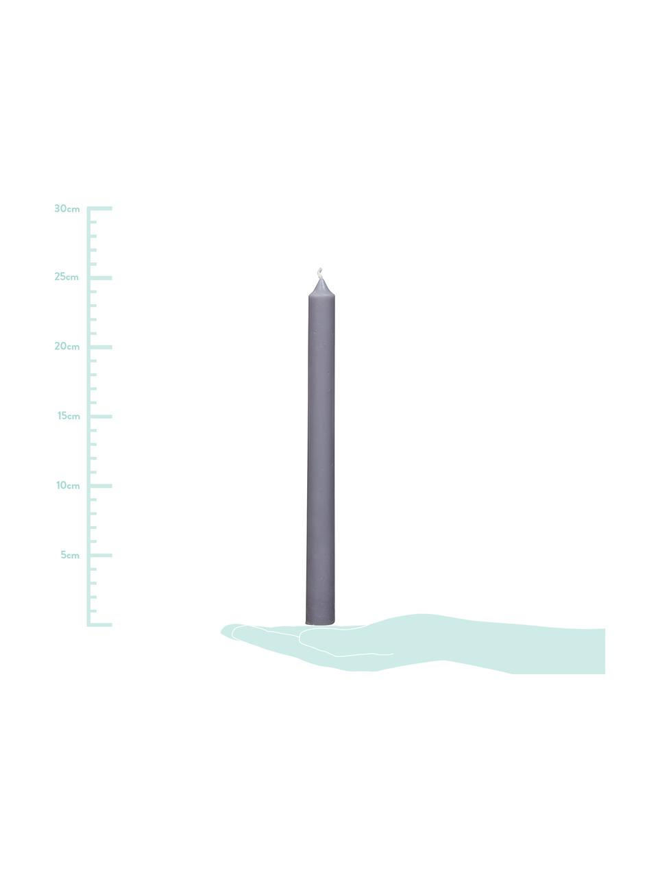 Steekkaarsen Stick, 4 stuks, Paraffinewas, Lichtgrijs, Ø 2 x H 25 cm