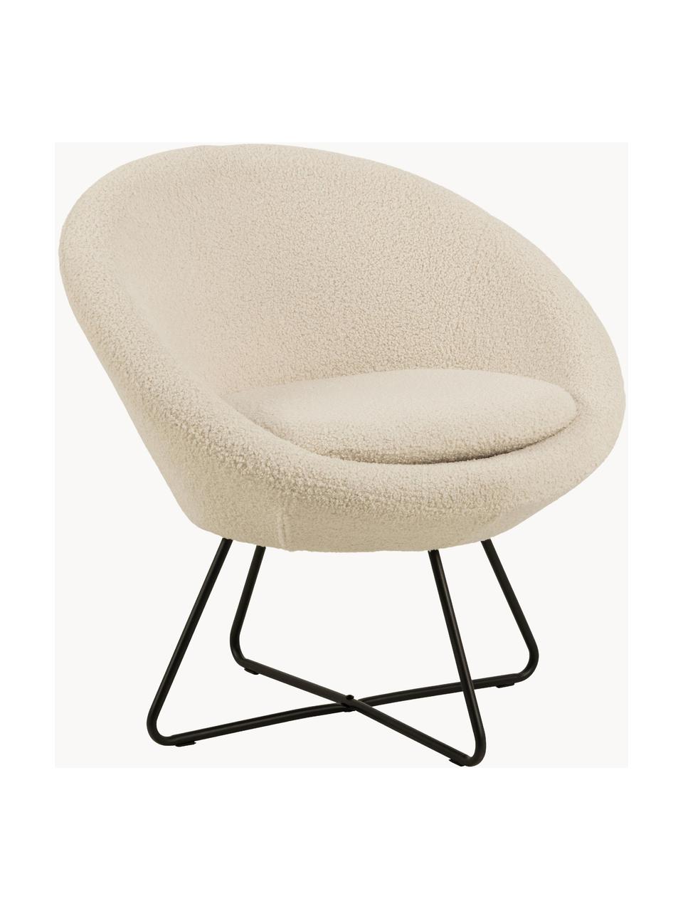 Fauteuil cocktail en tissu peluche Center, Peluche beige, larg. 82 x prof. 71 cm