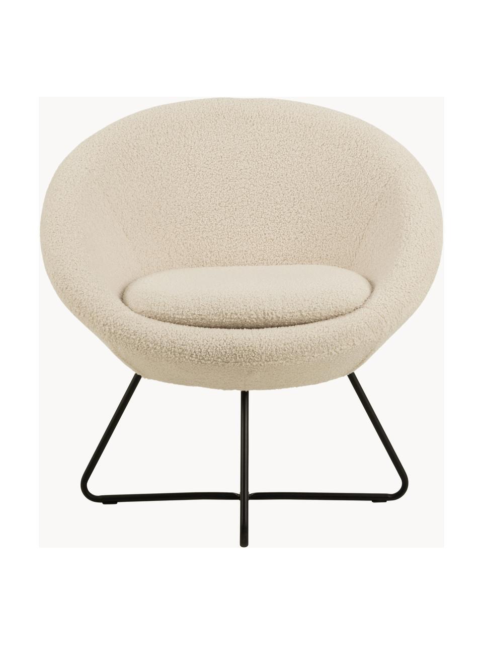 Poltroncina in teddy con gambe in metallo Center, Rivestimento: 100% poliestere (teddy), Struttura: metallo rivestito, Teddy beige, Larg. 82 x Prof. 71 cm