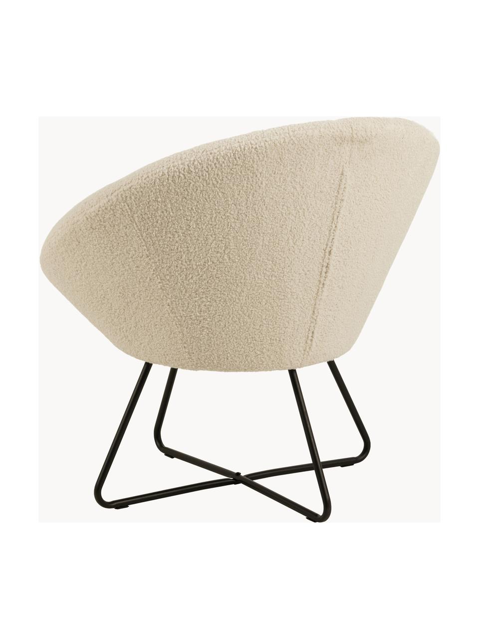 Poltroncina in teddy con gambe in metallo Center, Rivestimento: 100% poliestere (teddy), Struttura: metallo rivestito, Teddy beige, Larg. 82 x Prof. 71 cm