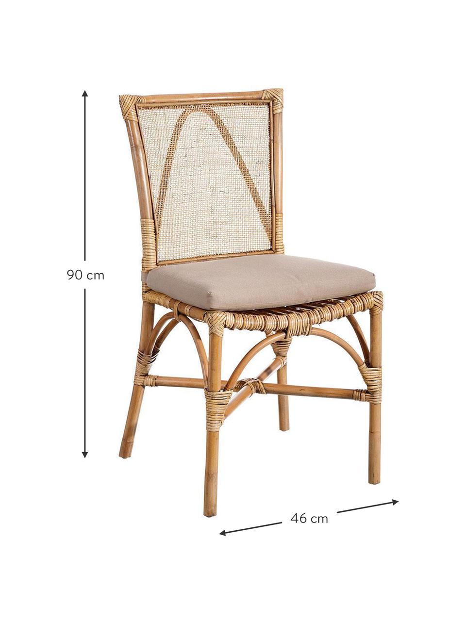 Silla de ratán Gesin, Ratán, Crema, An 46 x Al 90 cm