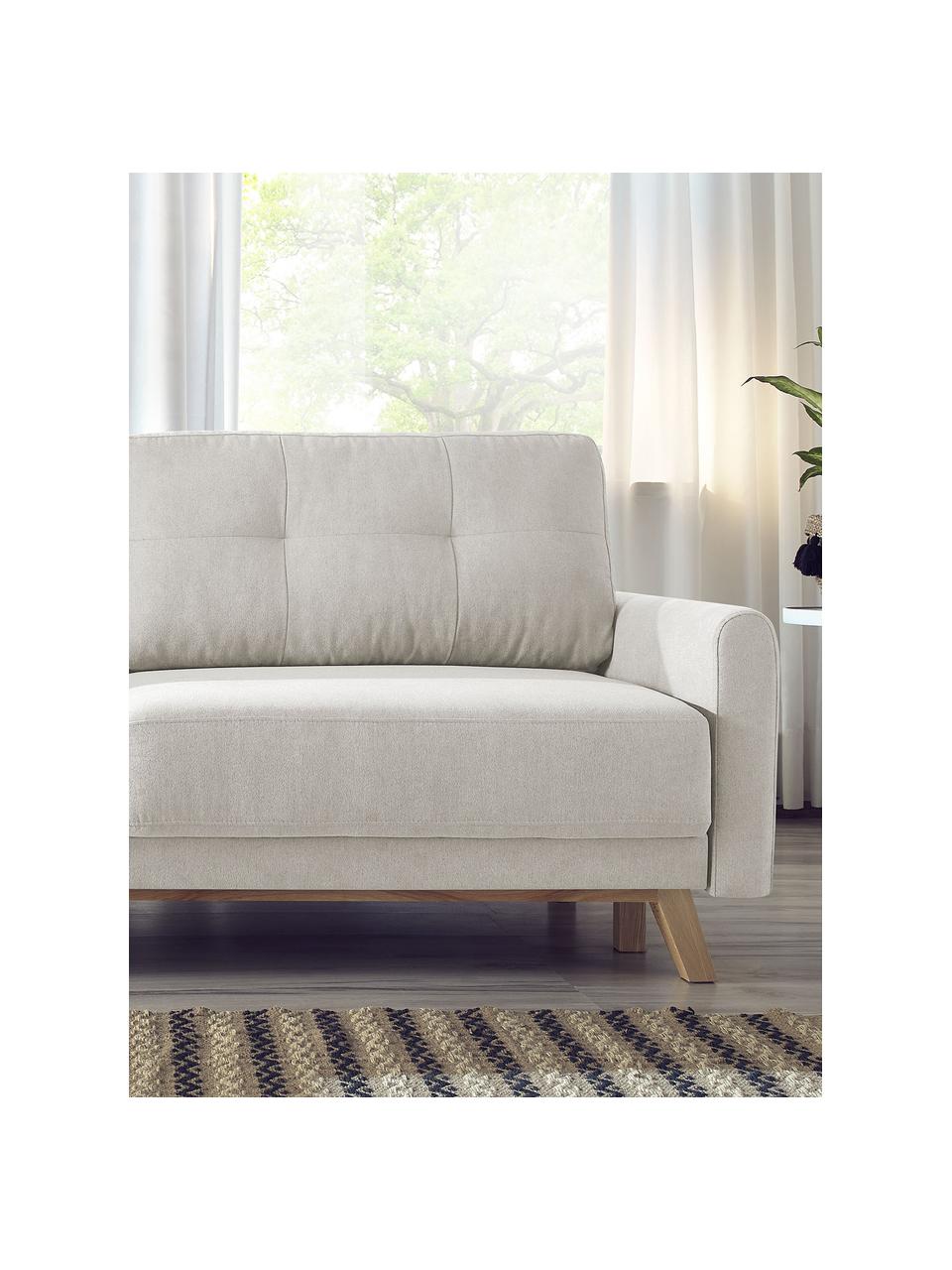 Sofá cama pequeño de terciopelo beige (3 plazas) Balio, abatible | Westwing