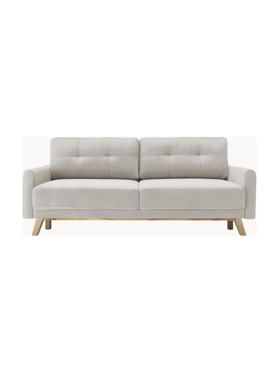 Samt-Schlafsofa Balio (3-Sitzer) mit Stauraum, Bezug: 100 % Polyestersamt Der h, Gestell: Massives Kiefernholz, Spa, Samt Cremefarben, B 216 x T 102 cm