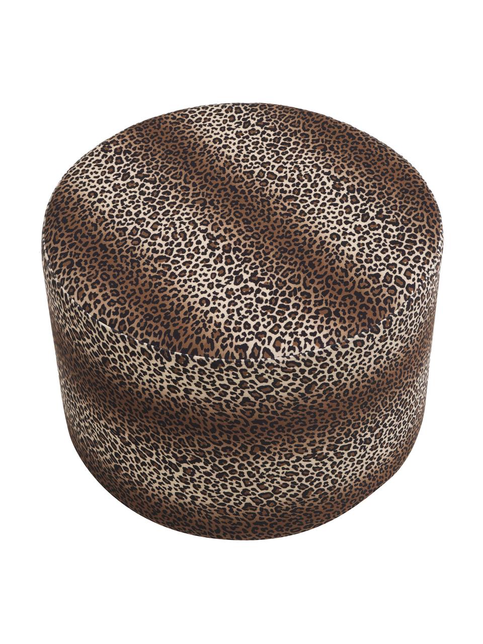 Taburete de terciopelo Daisy, Tapizado: terciopelo (poliéster) Al, Leopardo, Ø 54 x Al 38 cm
